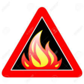 Fire image inside a warning triangle