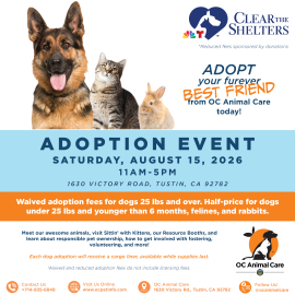 Clear the Shelters Adoption Event 2026 flyer