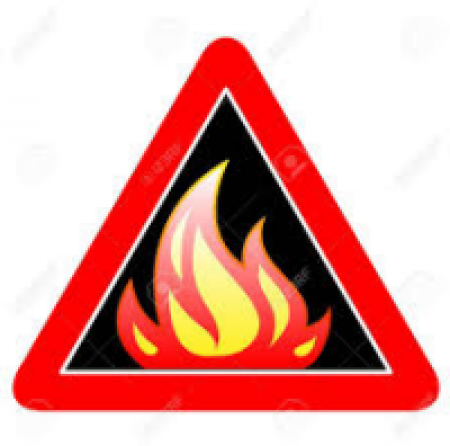 Fire image inside a warning triangle