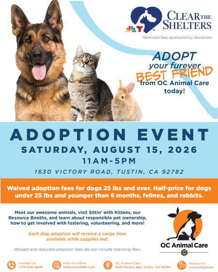 Clear the Shelters Adoption Event flyer